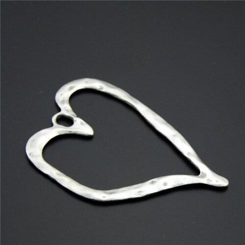 2PCS Silver Color Hollow Heart Shape Carved Heart Charms Large Pendant Necklace Jewelry Finding DIY A2292