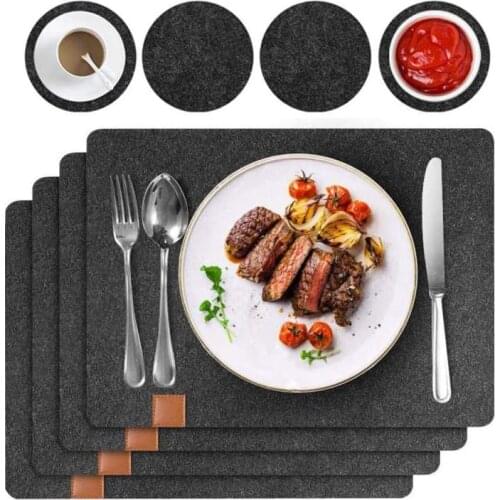 27pcs/set Placemat Coaster Bowl Pad Non Slip Heat Insulation Table Mats Cutlery Bag Home Table Decoration Suit Accessories