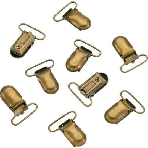 40 pcs Metal Baby Pacifier Clips Suspender Antique Bronze Platinum Tone 35x15mm