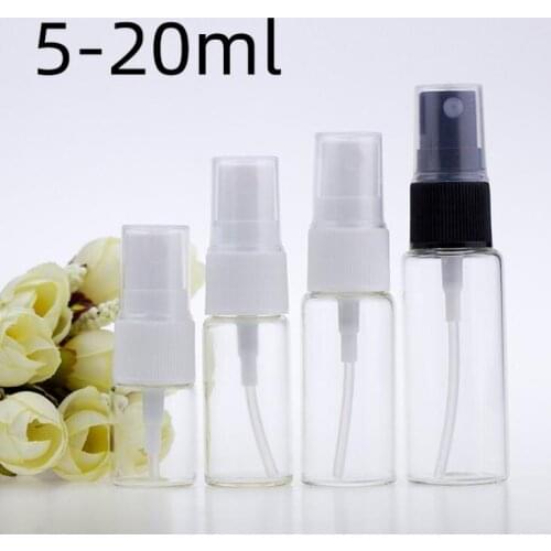 5ml 10ml 15ml 20 ml Clear Transparent Spray Bottles Black white sprayer Perfume Parfume Cosmetic Containers LX1092