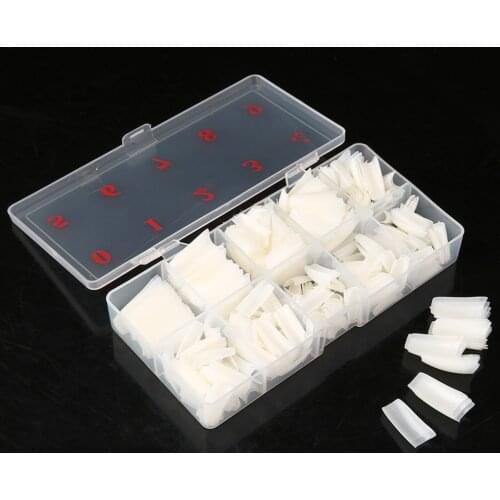 500pcs/Box Artificial Nail Tips Full Cover Nails Colored Nail Tips Acrylic Transparent Nail Capsules French Manicure False Nails