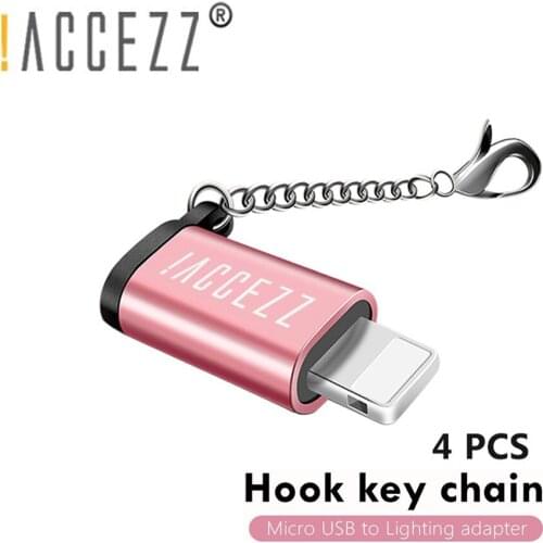 !ACCEZZ 4PCS OTG Adapter Lighting Male to Micro USB Adapter For iPhone 11 Pro XS Max X 8 7 Charging Data Converter With Keychain