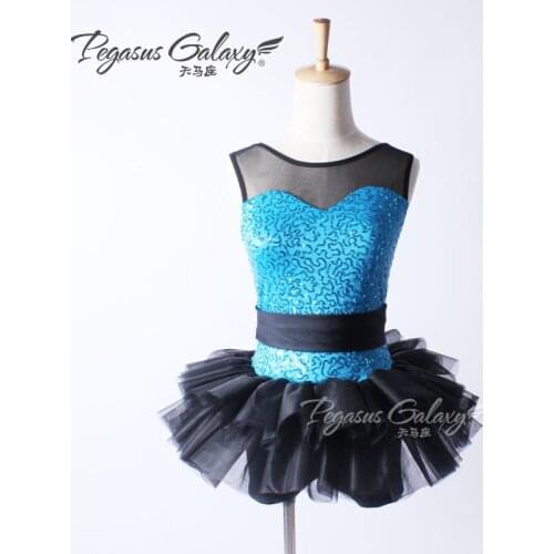 Sleeveless Sequins Black & Blue Ballet Tutu Leotard Costume Dancewear Girls Children Ballet Clothes Women Ballerina Dance Dress