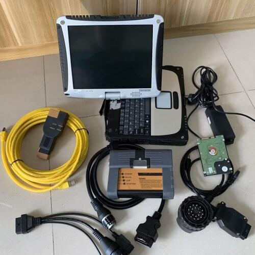 For bmw diagnostic tool with software icom a2 with hdd 500gb expert mode cf19 laptop all cables full set ready to use