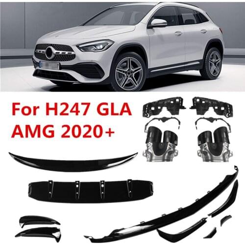 For Mercedes H247 GLA GLA200 GLA250 GLA35 GLA45 AMG 2020+ Spoiler Rear Wing Bumper Lip Splitter Canards Exhaust Pipes Mufflers