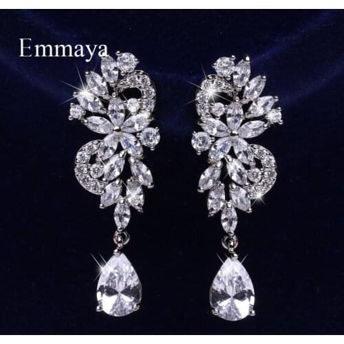 Emmaya New Charming Delicate Flower Modelling Earring For Women&Girls Ingenious Zirconia Jewelry Three Colors Banquet Dress-up
