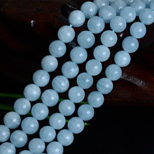Joanlyn Grade AA Natural Aquamarine Beads NOT Dyed 8mm 10mm Smooth Polished Round 15 Inch Strand AQ03