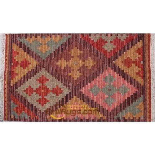 Kilim Wool Rug Handwoven Area Rug Rectangle Carpet Natural Sheep Wool