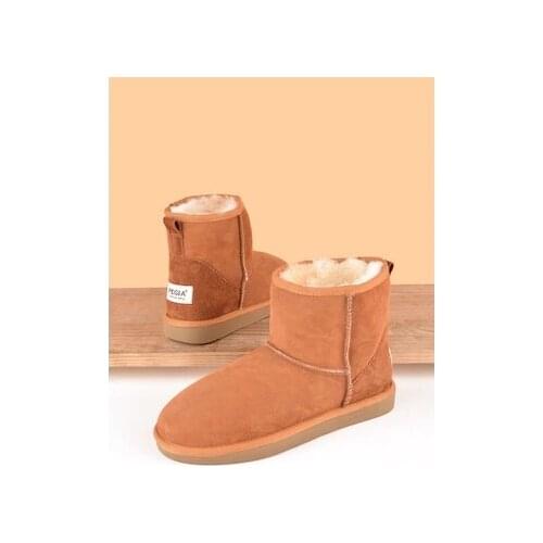 Pegia Genuine Suede Inside Fur Classic Women 'S Short Boots 191021 Tan