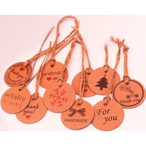 Stock Round 3.5Cm Hand Made With Love Kraft Paper Tags Thank You Labels Bag Label Handmade Paper Gift Tag Handwork Price List