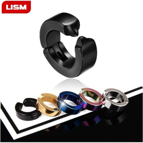 1PC Round Punk Rock Style Stud Earrings Hypoallergenic Earrings Titanium Steel Ear Clips No Pierced Earrings