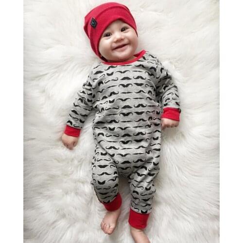 Heat Selling Newborns Rompers Jumpsuit Beard Printed 100% Soft Cotton Infant Baby Toddler Playsuit Long Sleeve Onesies