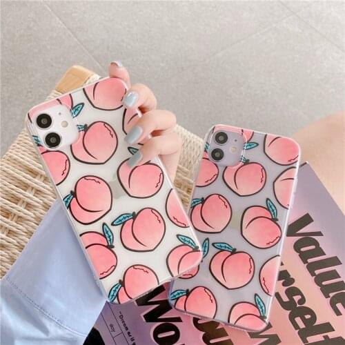 Cute Peach Phone Case For Xiaomi Mi Redmi Note 10 9 8 Pro Note 7 8t 9s 9 lite 9t A3 POCO X3 Cover Fashion Transparent Soft Cases