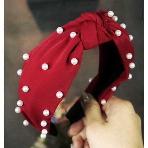 Fashion Popular Fabric Beaded Pearl Hairband Headband Women Hair Head Hoop Band Accessories For Girl Hairband Scrunchy Headdress