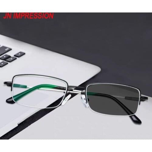 New Progressive Multifocal Reading Glasses Photochromic Outdoor Women Men Glass Metal Frame Presbyopic Glasses Anti Blue Light 2