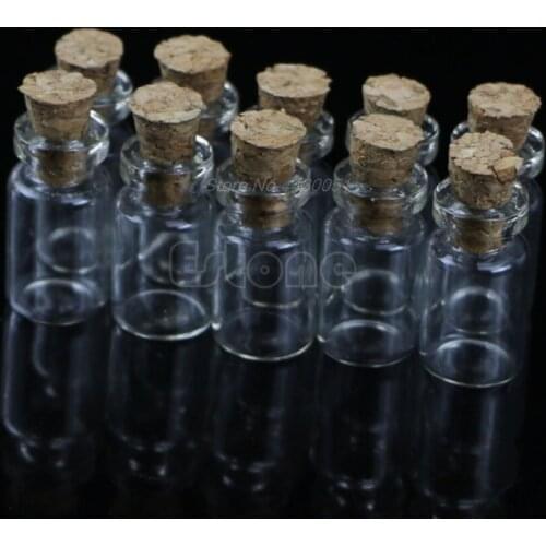 New 10pcs 0.5ml 18x10mm Mini Glass Bottle Vial with Cork Stopper Storage Pendant APR201 Dropshipping