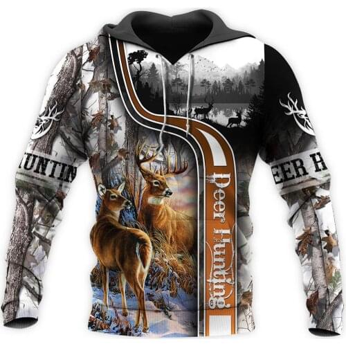 Deer Hunting 3D All Over Printed Animal Mens Hoodie Harajuku Fashion Sweatshirt Unisex Casual Jacket Pullover KJ050