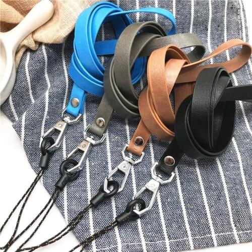 Business PU Leather Lanyards Neck Strap For Id Pass Card Badge Gym Key Usb Mobile Phone Holder DIY Hang Rope Lariat Lanyard