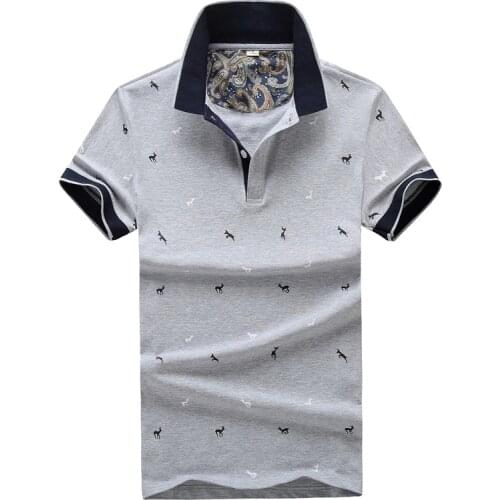 Fashion Casual Shirt Mens Clothing Summer Short Sleeve Polo Shirt Men Cotton Casual Polos Breathable Embroidery M- 4XL Men Shirt
