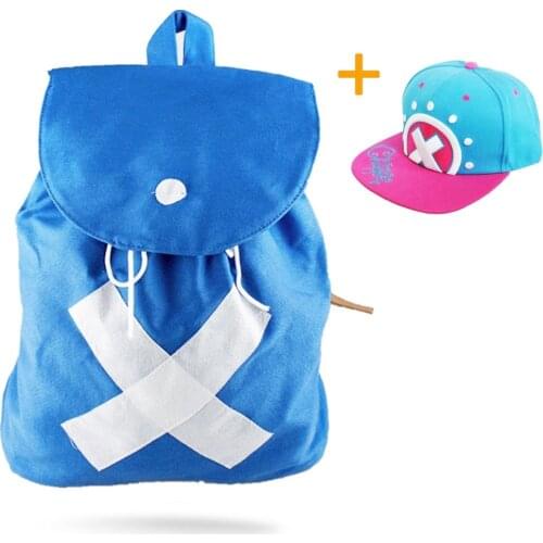 Fast delivery Anime One Piece Bag Backpack Chopper Cosplay Blue Simple Style Backpack Pink Hat anime cosplay accessories gift