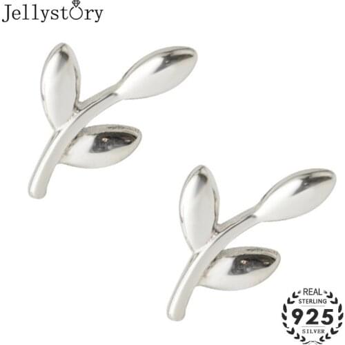 Jellystory Fashion Silver 925 Stud Earrings for Women Leaf shaped Pendientes Fine Jewellery Wedding Birthday Party Gifts Earring