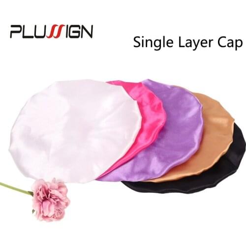 5Pcs/Lot Plussing New Satin Bonnet Sleep Cap 32Cm Big Size Double Layer Adjustable Satin Cap For Sleeping Hair Bonnet