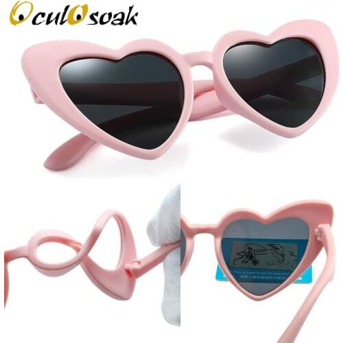 OculOsoak baby girl sunglasses for children heart 2019 TR90 black pink red heart sun glasses for kids polarized flexible uv400