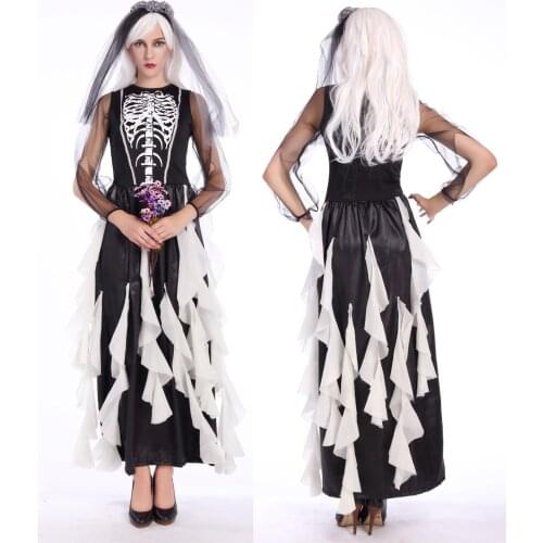 Scary Terror Ghost Bride Costume Halloween Adult Cosplay Dress Fancy Dress SM89249