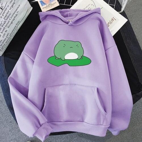 Kawaii Frog Hoodies Women Sweatshirts Harajuku Warm Hooded Sweatshirt Female Japanese Streetwear Tops Long Couple Clothes Kpop