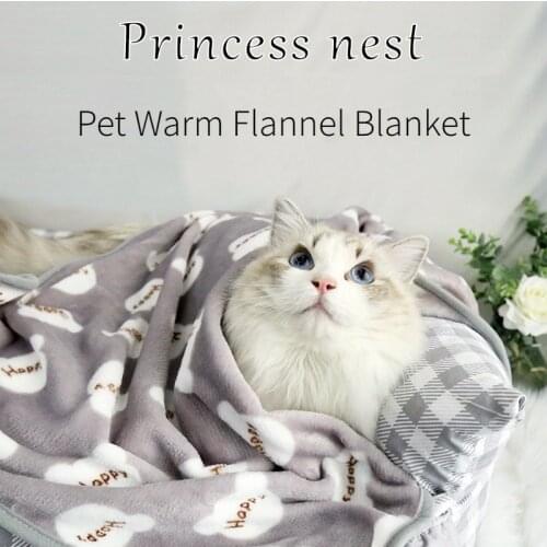 Cozy Pet Blanket Soft Warm Flannel Cat Dog Bed Mat Kennel Pad Cute Puppy Sleeping Cover Cushion Autumn Winter Pet Bath Towel