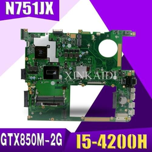 XinKaidi N751JX Laptop motherboard I5-4200H GTX850M-2G for ASUS N751JX N751J N751 Test mainboard N751JX motherboard test 100% ok