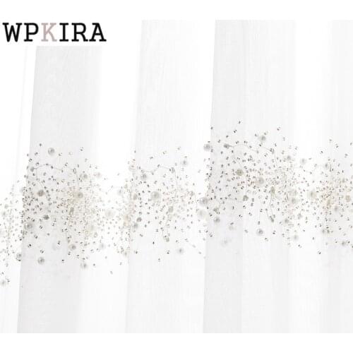 White Pearl Curtain for Living Room Luxury Sheer Drape for Bedroom Balcony Tulle Voile Curtain Fabric French Window S583#D