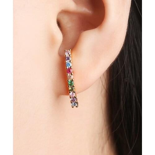 2019 New Gold Bending Copper Colorful Sector AAA Cubic Zirconia Stud Earrings Fashion Jewelry Wedding Party Gift Womens Fashion