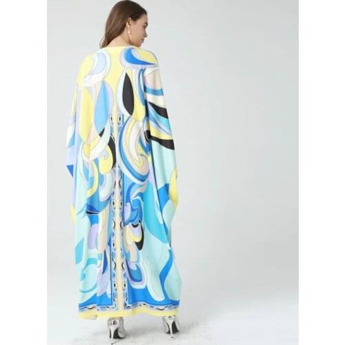 Loose Style Women 2021 Spring New Arrival Runway Fashion Contarst Color Print Casual Holiday Maxi XXL Dress