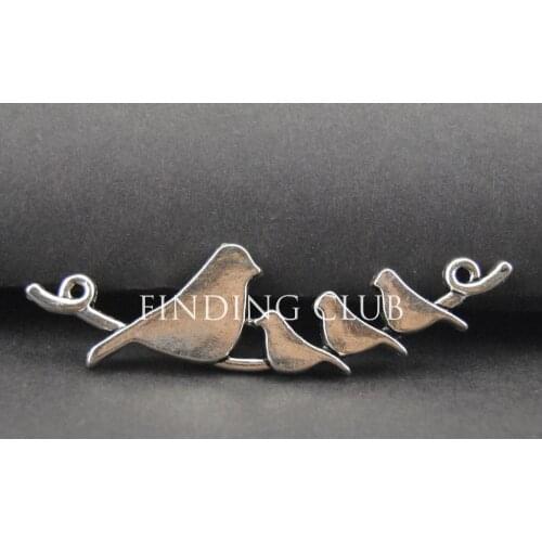 10pcs Bird On Branch Charm Connector mother love A warm family Fashion accessories 22x66mm