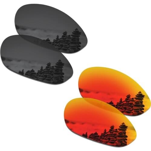 SmartVLT 2 Pairs Polarized Sunglasses Replacement Lenses for Oakley Minute 2.0 Stealth Black and Fire Red