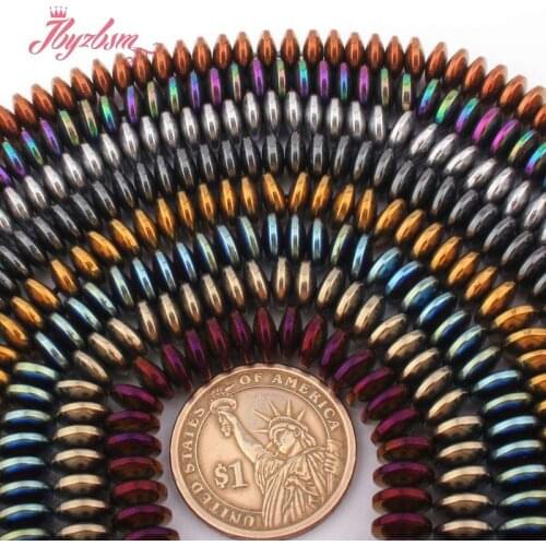 3x8mm Smooth Rondelle Disc Beads Hematite (No Magnetic )Natural Stone Spacer Beads For DIY Necklace Bracelet Jewelry Making 15"