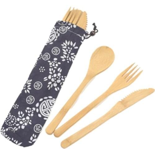 4/7Pcs Travel Portable Reusable Bamboo Knives Fork Spoon Chopsticks Cutlery
