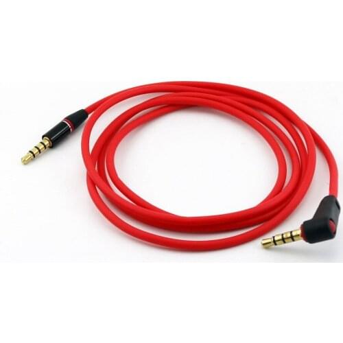 5x 3.5mm 4 Pole Male To 3.5mm 4 Pole Male Plug L Right Angle Stereo Audio AUX Male to Male Cable MP3 4ft/1.2m Red