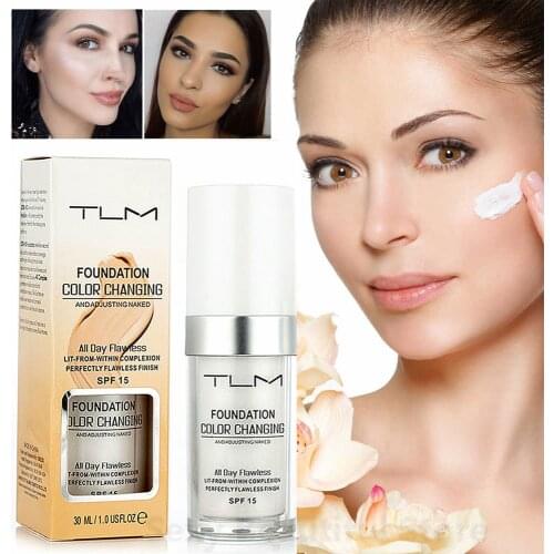 5PCS TLM 30ML Color Changing Foundation Makeup Base Liquid Cover Concealer Longlasting Makeup Sombras Skin Care Foundation TLM2