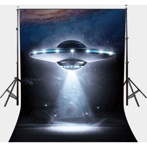 5x7ft UFO Backdrop Flying Saucer Starry Night Photography Background Science fiction Alien Culture Children Newborns Fans