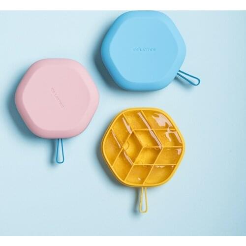 Household Hexagonal Ice Cube Mold DIY Refrigerator Ice Box Homemade Ice Tray and Cube Storage Box Kitchen Ice Cream Container