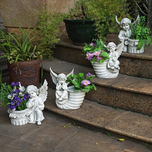 Hot European Style Courtyard Angel Flowerpot Creative Home Garden Landscape Decoration Balcony Flower Jar Resin Crafts Sculpture