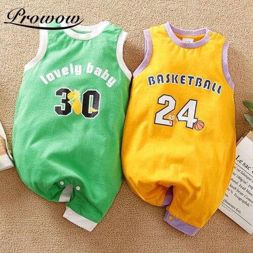 Prowow Sport Style Baby Boy Rompers Sleeveless Jersey For Newborns Jumpsuit Letter Printed Kids Boys Clothing Soft Baby Overalls