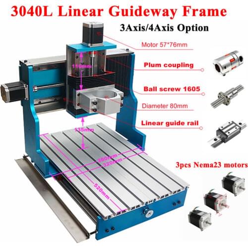 DIY Mini CNC frame 4 Axis 3040L Linear Guideway for CNC Engraving Drilling Milling Machine Metal Engraver Wood Router Lathe Bed