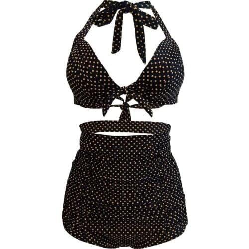 European and American new style swimsuit strap high waist bikini polka dot split swimsuit women