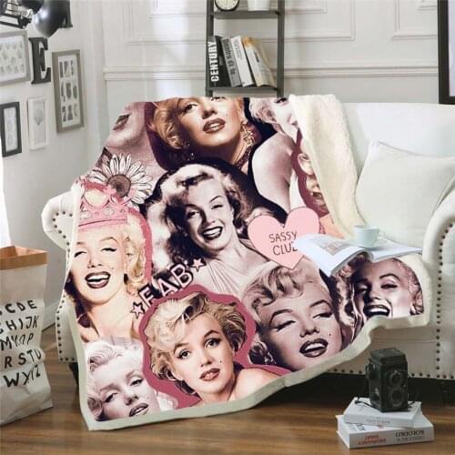 Marilyn Monroe 3d printed fleece blanket for Beds Hiking Picnic Thick Quilt Fashionable Bedspread Sherpa Throw Blanket style-4