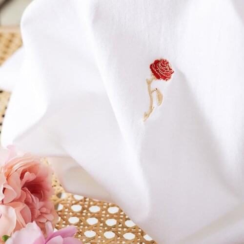 Rose Embroidered T Shirt Womens 2021 Summer Casual Short Sleeve Cotton Tops Female O Neck Plus Size Tees White Pink Black tshirt