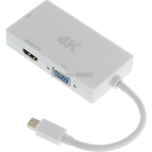 3 in 1 Thunderbolt Mini Display Port DP To 4K HDMI/DVI/VGA Adapter Cable For Apple MacBook