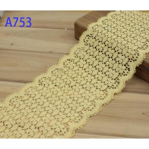 2 Meters Pretty Elastic Lace Trims Delicate Design Yellow Color Elastic Lace Fabrics DIY Handmade Accessories 12.5cm